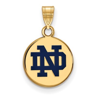 University of Notre Dame Small Enamel Disc Pendant Gold-plated Sterling Silver GP036UND, MPN: GP036…