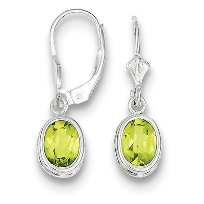 7x5mm Oval Peridot Leverback Earrings Sterling Silver QE2043PE, MPN: QE2043PE, 883957226316