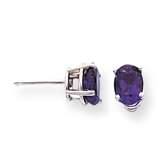 7x5mm Oval Amethyst Earrings 14k White Gold XE87WAM, MPN: XE87WAM, 883957107592
