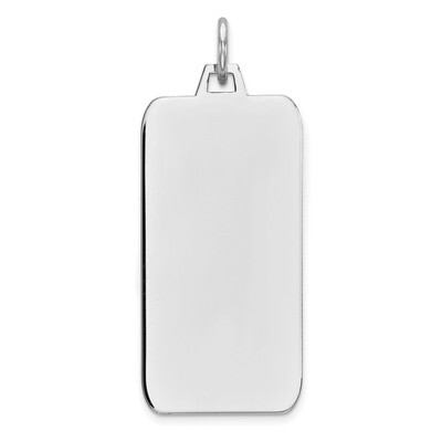 Engravable Rect. Polish Front Satin Back Disc Charm Sterling Silver Rhodium QM449/50, MPN: QM449/50,