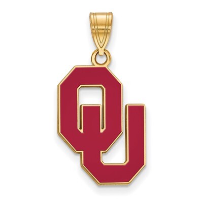 University of Oklahoma Large Enamel Pendant Gold-plated Sterling Silver GP031UOK, MPN: GP031UOK, 88…