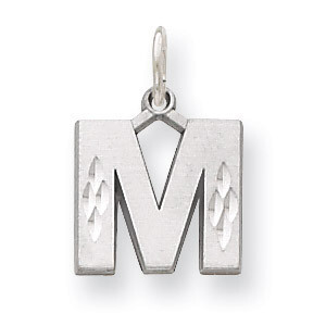 Diamond-cut Initial M Charm 14k White Gold Solid Satin D1282M, MPN: D1282M, 883957862996
