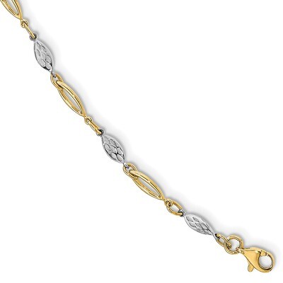 Leslie&#39;s Polished Fancy Link Anklet 14k Two-tone Gold HB-LF1223-10, MPN: LF1223-10, 191101746215