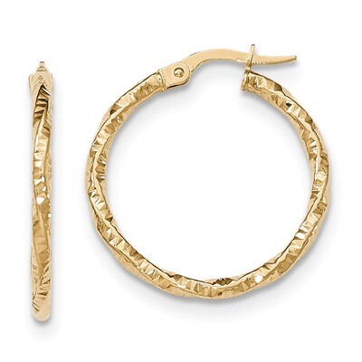 Hoop Earrings 14k Gold Polished and Textured TH674, MPN: TH674, 886774960821