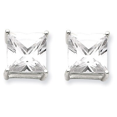 9mm Square Diamond Basket Set Stud Earrings Sterling Silver QE7509, MPN: QE7509, 883957564715