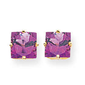 7mm Princess Cut Amethyst Earrings 14k Gold XE63AM, MPN: XE63AM, 883957094472