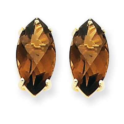 12x6 Marquise Smokey Quartz Earring 14k Gold XE106CQ, MPN: XE106CQ, 883957090535