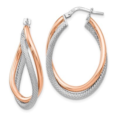 Leslie&#39;s Textured Hoop Earrings Sterling Silver Rose-tone HB-QLE1115, MPN: QLE1115, 191101607370