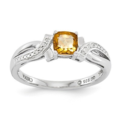 Whiskey Quartz Diamond Ring Sterling Silver QR4553WQ, MPN: QR4553WQ, 883957464589