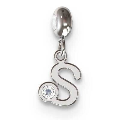 Memi Letter S with Swarovski Crystal Charm Sterling Silver Rhodium-plated ME111S-SS, MPN: ME111S-SS,