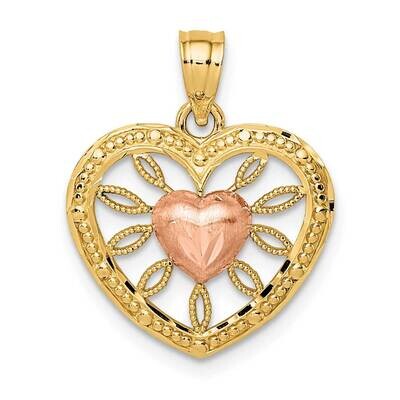Heart with Pink Center Charm 14k Two-tone Gold K4015, MPN: K4015, 637218095179