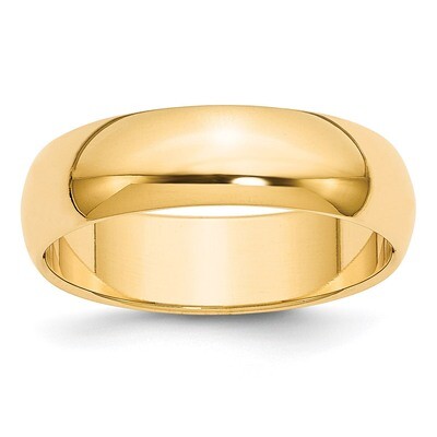 6mm Half-Round Wedding Band 14k Gold HR060 Engravable, MPN: HR060, 886774295978