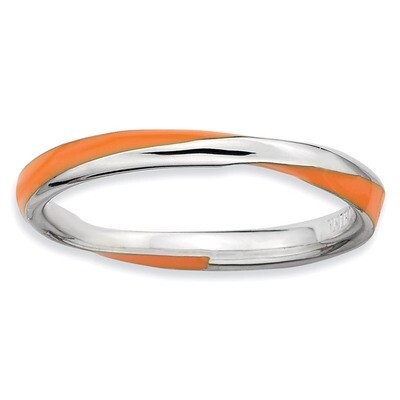 Twisted Orange Enameled Ring - Sterling Silver QSK565, MPN: QSK565, 886774018607