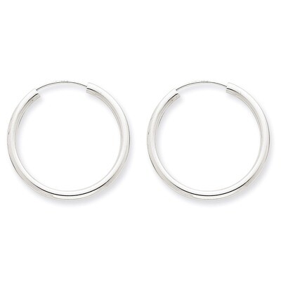 Polished Endless 2mm Hoop Earrings 14k White Gold H992, MPN: H992, 883957900865