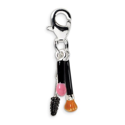 Polished Makeup Charm Sterling Silver Enameled QCC238 by Amore La Vita, MPN: QCC238, 883957331959