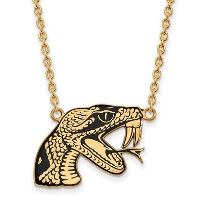 Florida A&amp;M University Large Enamel Pendant with Chain Necklace Gold-plated Silver GP018FAM-18, MPN…