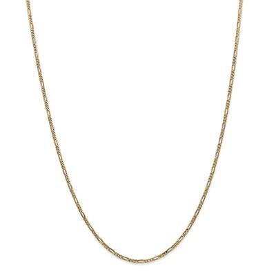 24 Inch 1.80mm Flat Figaro Chain 14k Gold FFL050-24, MPN: FFL050-24, 886774419404