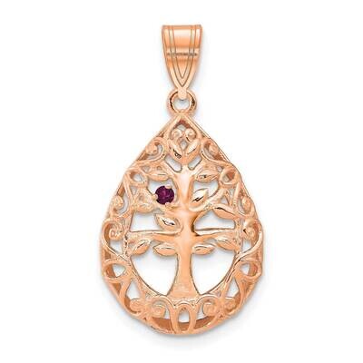 1 Birthstone Tree Of Life Tear Drop Pendant Sterling Silver Rose-plated XNA908/1RP, MPN: XNA908/1RP,