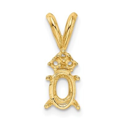 Oval 4-Prong with 3 Diamond Accent 4 x 3mm Pendant Setting 14k Yellow Gold YG984, MPN: YG984,