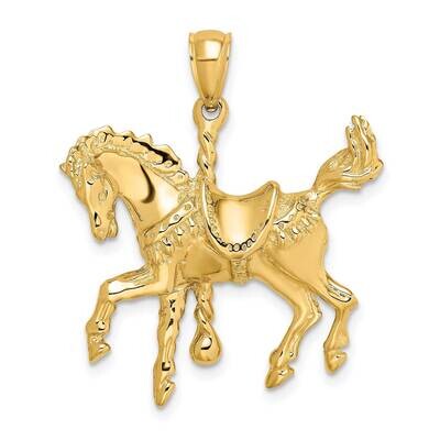 Carousel Horse with Tail Up Charm 14k Gold 2-D K6567, MPN: K6567, 637218059621
