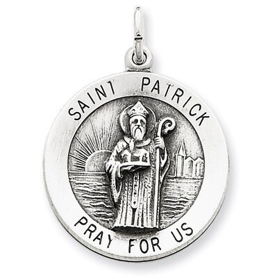 Saint Patrick Medal Antiqued Sterling Silver QC5748, MPN: QC5748, 191101184048