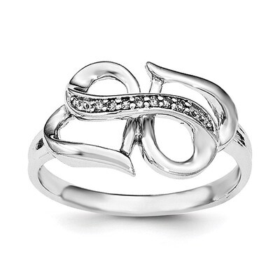Diamond Infinity Symbol Heart Ring Sterling Silver Rhodium QR6420, MPN: QR6420, 840940103146