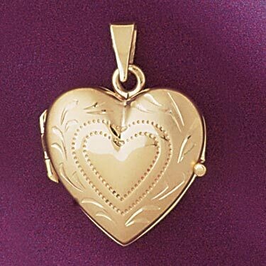 Dazzlers Jewelry Heart Locket Pendant Necklace Charm Bracelet in Yellow, White or Rose Gold 4166, M…
