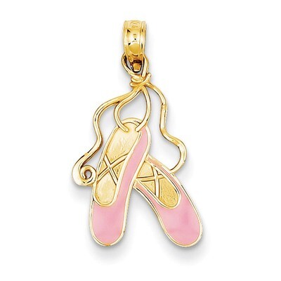 Enameled Ballet Slippers Charm 14k Gold K4946, MPN: K4946, 886774194493