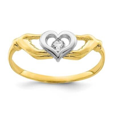 Claddagh Ring 10k Gold with Rhodium CZ Diamond 10C1378, MPN: 10C1378, 191101905360