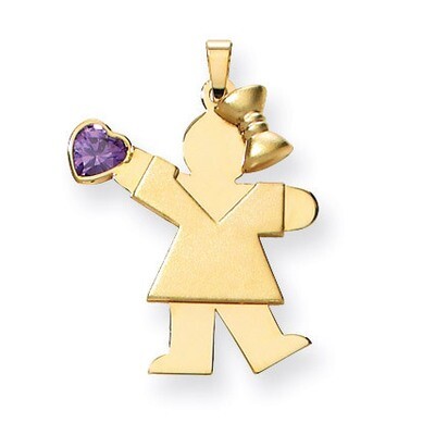 February Birthstone Charm 14k Gold Girl with Cubic Zirconia XK264FEB, MPN: XK264FEB, 883957415505