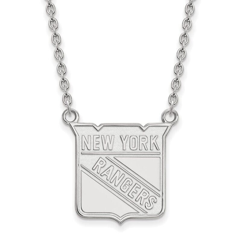 New York Rangers Large Pendant with Chain Necklace 14k White Gold 4W014RNG-18, MPN: 4W014RNG-18, 88…
