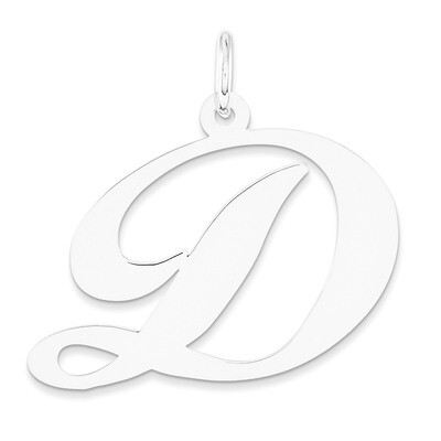 Large Fancy Script Initial D Charm 14k White Gold YC655D, MPN: YC655D, 191101634628