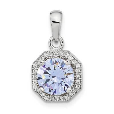 Sterling Silver Lavender &amp; Clear CZ Pendant SSCMEI18192