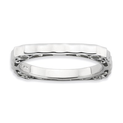Sterling Silver Polished Rhodium-plate Square Ring QSK767-7