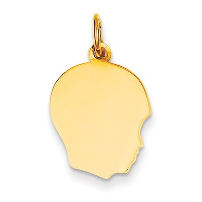 Plain Medium .013 Gauge Facing Right Engravable Boy Head Charm 10k Gold 10XM108/13, MPN: 10XM108/13…