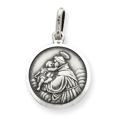 Saint Anthony Medal Antiqued Sterling Silver QC3576, MPN: QC3576, 886774108537