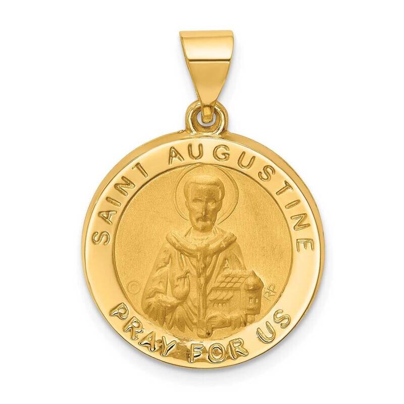 Round St. Augustine Medal 14k Hollow Polished Satin XR1786