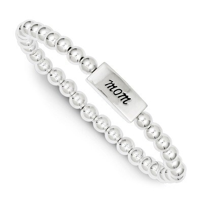 Enameled MOM Stretch Bracelet Sterling Silver QG3208, MPN: QG3208, 191101294600