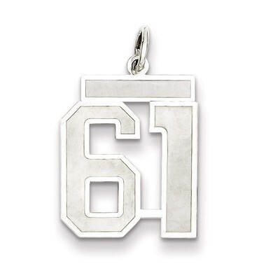 Pendant Number 61 Satin Sterling Silver Medium QPM61, MPN: QPM61, 883957127361
