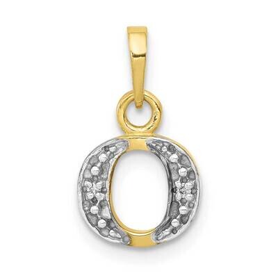 Diamond Initial O Charm 10k Gold and Rhodium 10YC250O, MPN: 10YC250O,
