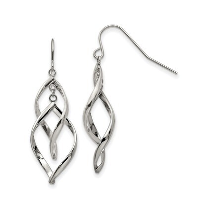 Twisted Shepherd Hook Earrings Stainless Steel Polished SRE1280 by Chisel, MPN: SRE1280, 1911010175…