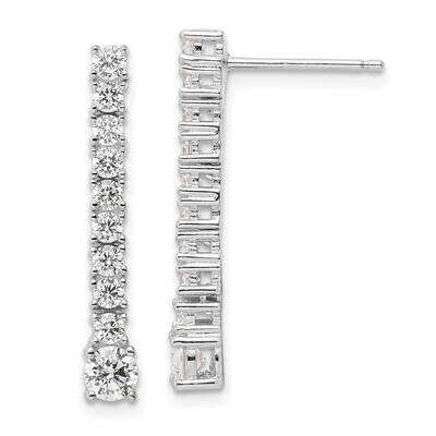 Rhodium-Plated CZ Diamond Post Dangle Earrings Sterling Silver Polished QE16243, MPN: QE16243, 1969…