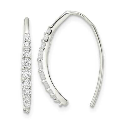CZ Diamond Threader Earrings Sterling Silver Polished QE16222, MPN: QE16222, 196904168226