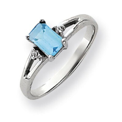 Blue Topaz Diamond Ring 14k white Gold 6x4mm Emerald Cut Y4762BT/A, MPN: Y4762BT/A, 883957667553