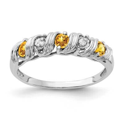 2.75mm Citrine Aa Diamond Ring 14k White Gold Y4719CI/AA, MPN: Y4719CI_AA, 883957600895