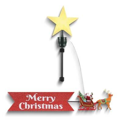 Animated LED Star Santa&#39;s Sleigh Banner Tree Topper GM24807, MPN: GM24807, 51053493554
