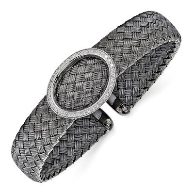 Leslie&#39;s CZ Black Woven Flexible Cuff Sterling Silver HB-QLF486, MPN: QLF486, 886774962627