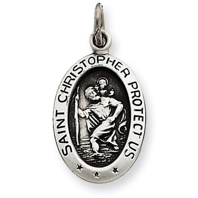 Saint Christopher Medal Antiqued Sterling Silver QC5601, MPN: QC5601, 886774583204