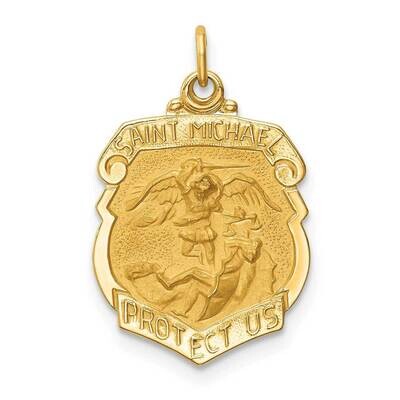 Small St. Michael Badge Medal 14k Gold Solid Polished Satin XR1721, MPN: XR1721, 883957600666
