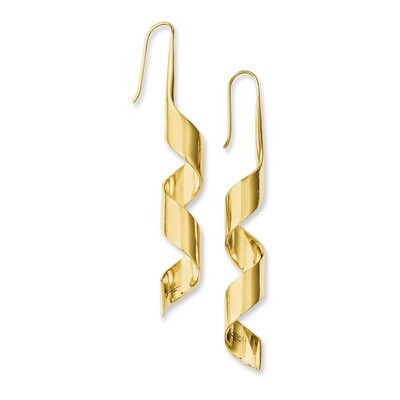 Yellow IP-plated Swirl Dangle Earrings - Stainless Steel SRE577 by Chisel, MPN: SRE577, 883957583556